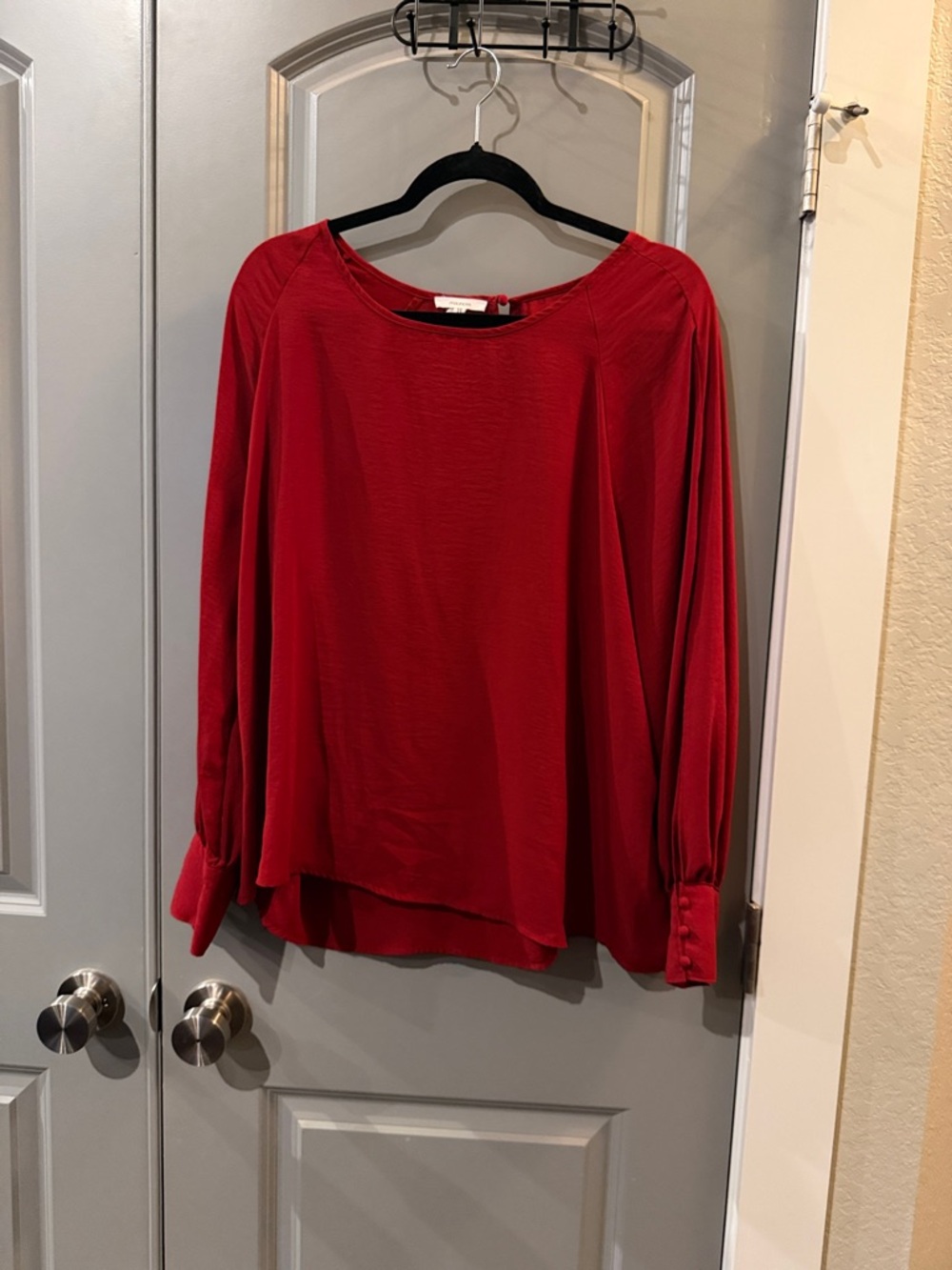 Maurices Crimson Long-Sleeve Boatneck Blouse